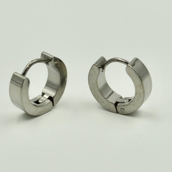 Unisex Stainless Steel Huggie Earrings - Picture 5 of 5